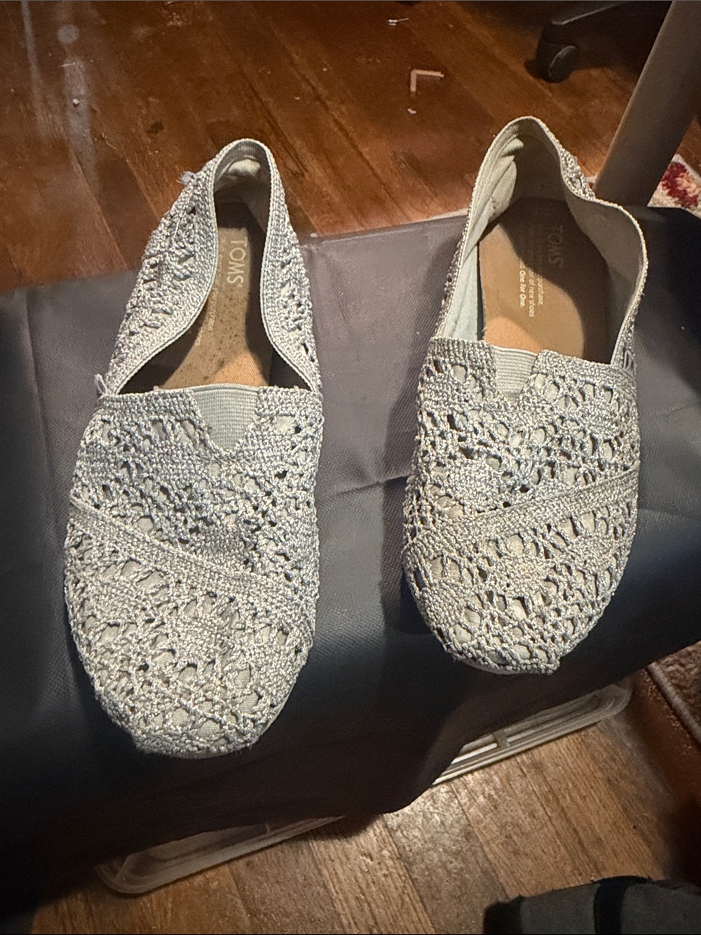 TOMS Women's Crochet Slip-On Espadrilles in Light Gray